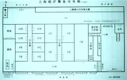 按富华记忆绘制的监狱平面图。