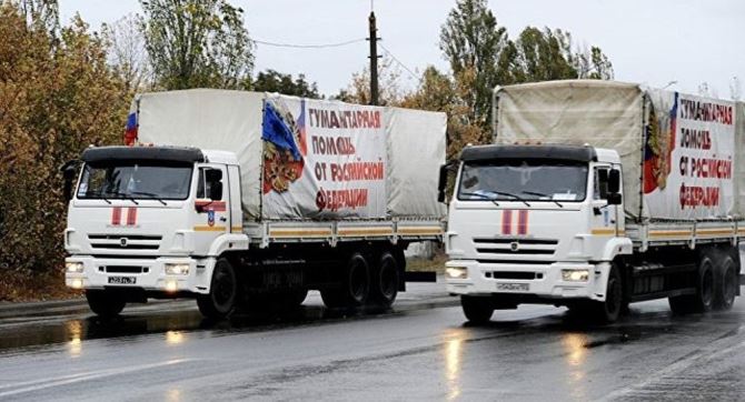 俄紧急情况部车队将400吨人道援助物资运抵顿巴斯